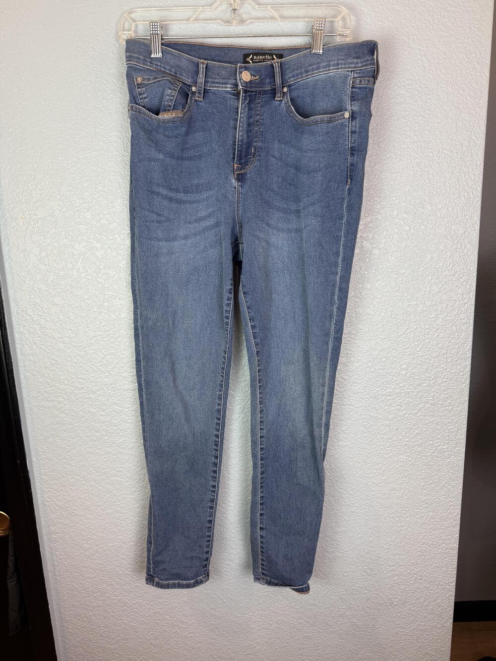 Nanette Lepore Jeans Womens 10P Blue High Rise Ankle Skinny Belle Stretch Denim